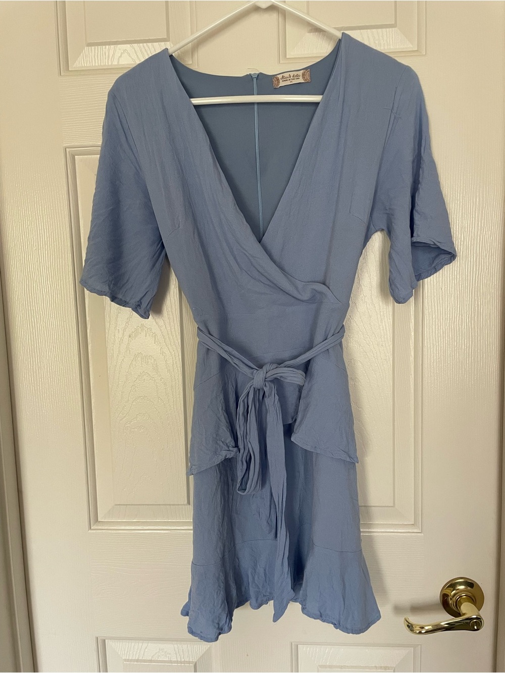 Altar’d State blue wrap ruffle dress